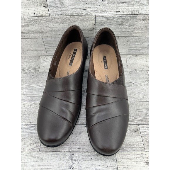 Clarks Collection Brown Leather Heeled Comfort Dress Shoes Womens Size 8.5M - Picture 1 of 11